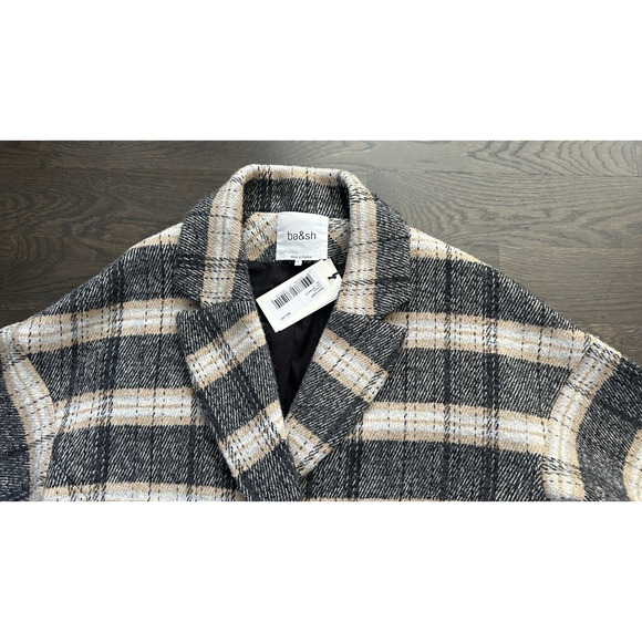NWT Ba&sh Hold Double-breasted Coat Plaid Oversized Made in France sz3 US L $550 - Picture 6 of 7